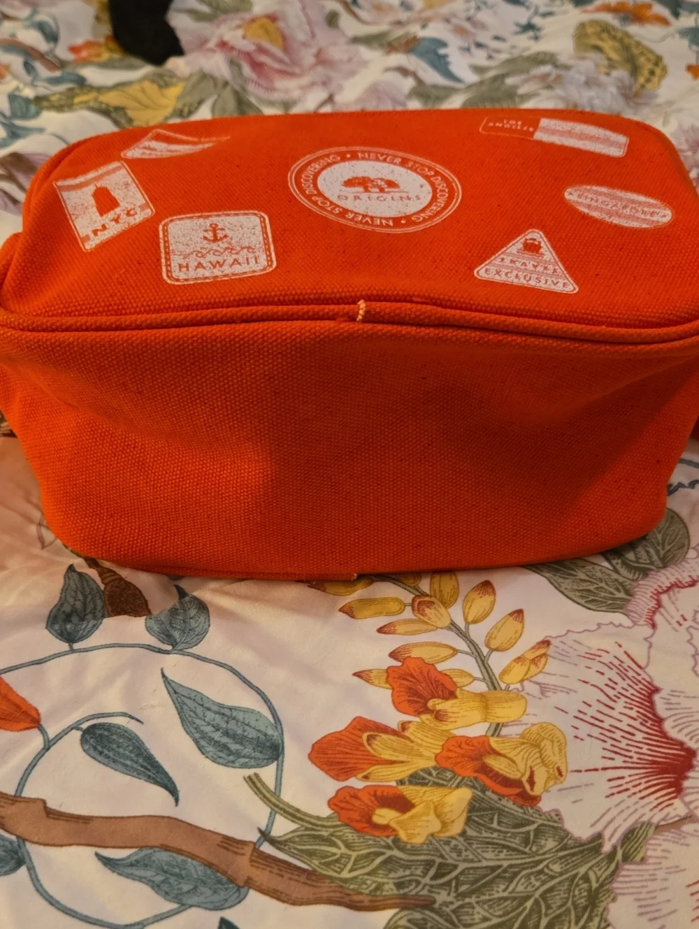 Origins Orange Travel Makeup Pouch, NWT